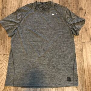 Nike Pro Mens Dri Fit Fitted Short Sleeve Shirt Size XXL Gray Logo Activewear
